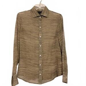 Sheer silk animal print long sleeve blouse